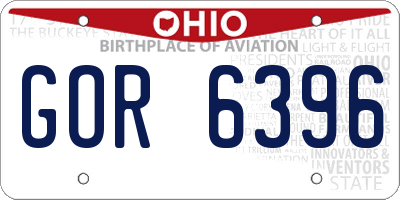 OH license plate GOR6396