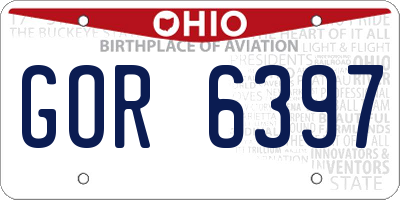 OH license plate GOR6397