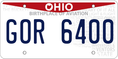 OH license plate GOR6400