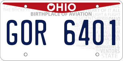 OH license plate GOR6401