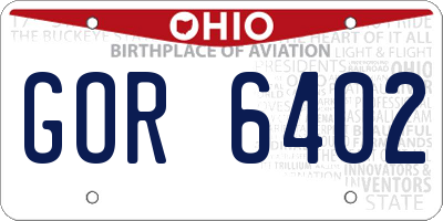 OH license plate GOR6402
