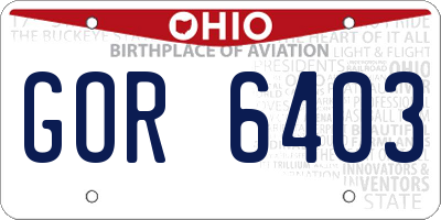 OH license plate GOR6403