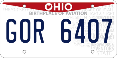 OH license plate GOR6407