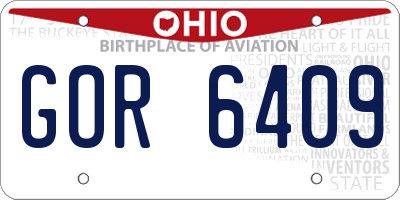 OH license plate GOR6409
