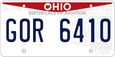 OH license plate GOR6410