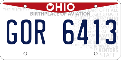 OH license plate GOR6413