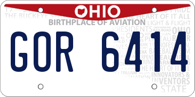 OH license plate GOR6414