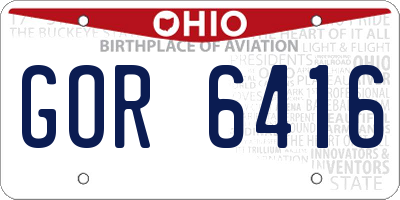 OH license plate GOR6416