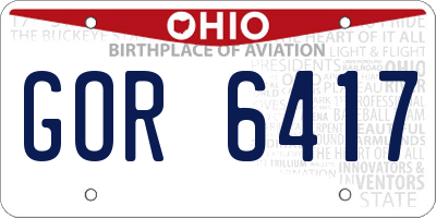 OH license plate GOR6417