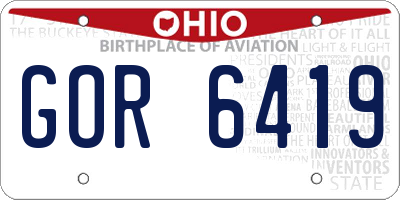OH license plate GOR6419