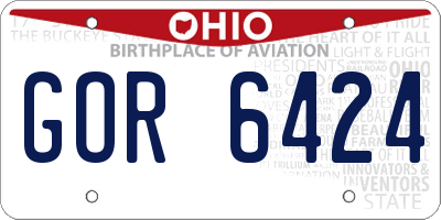 OH license plate GOR6424