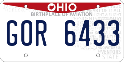 OH license plate GOR6433