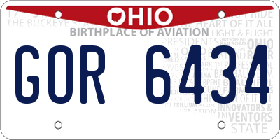 OH license plate GOR6434