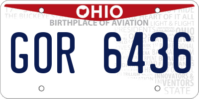 OH license plate GOR6436
