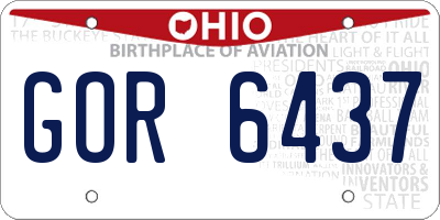 OH license plate GOR6437