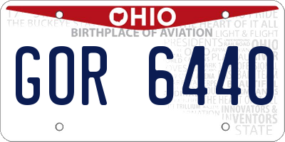 OH license plate GOR6440