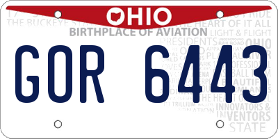 OH license plate GOR6443