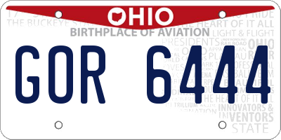 OH license plate GOR6444