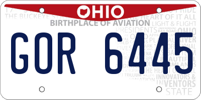 OH license plate GOR6445