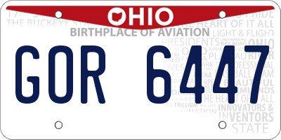 OH license plate GOR6447
