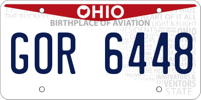 OH license plate GOR6448