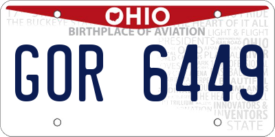 OH license plate GOR6449
