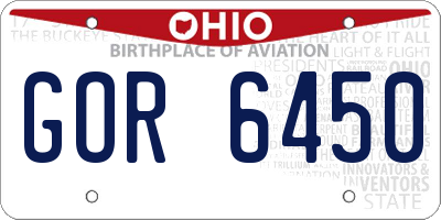 OH license plate GOR6450