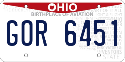 OH license plate GOR6451