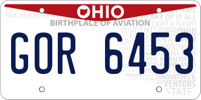 OH license plate GOR6453