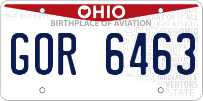 OH license plate GOR6463