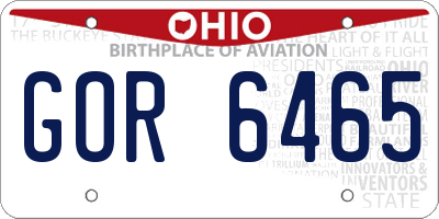 OH license plate GOR6465