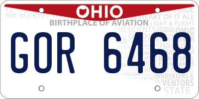 OH license plate GOR6468