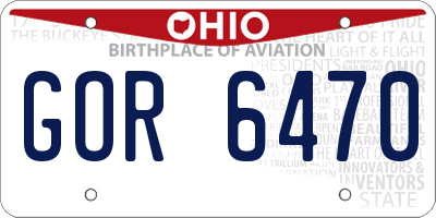 OH license plate GOR6470