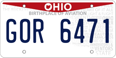 OH license plate GOR6471