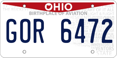 OH license plate GOR6472