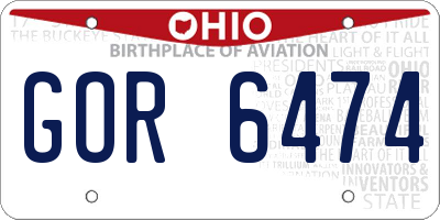 OH license plate GOR6474