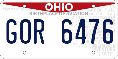 OH license plate GOR6476