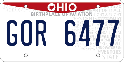 OH license plate GOR6477