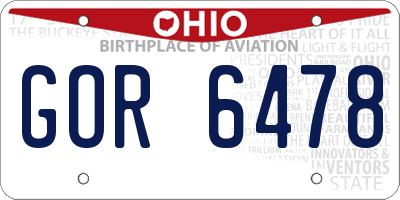 OH license plate GOR6478