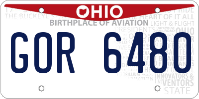 OH license plate GOR6480