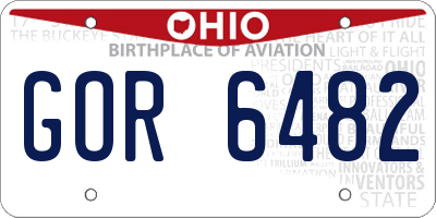 OH license plate GOR6482