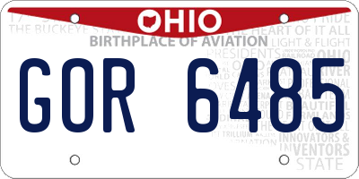 OH license plate GOR6485