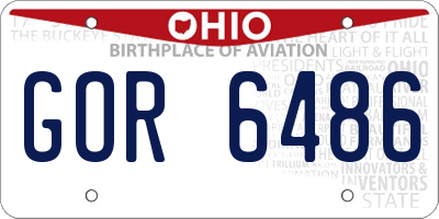 OH license plate GOR6486