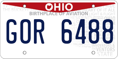OH license plate GOR6488