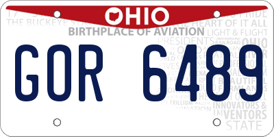 OH license plate GOR6489