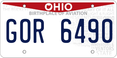OH license plate GOR6490
