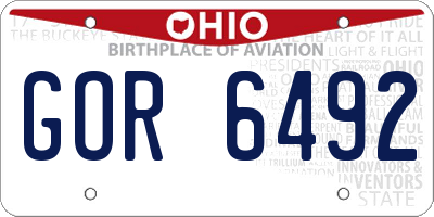 OH license plate GOR6492
