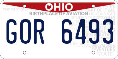 OH license plate GOR6493