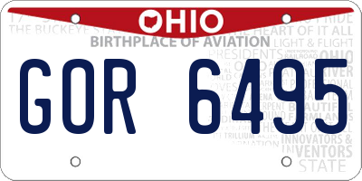 OH license plate GOR6495