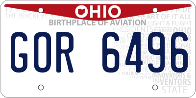 OH license plate GOR6496